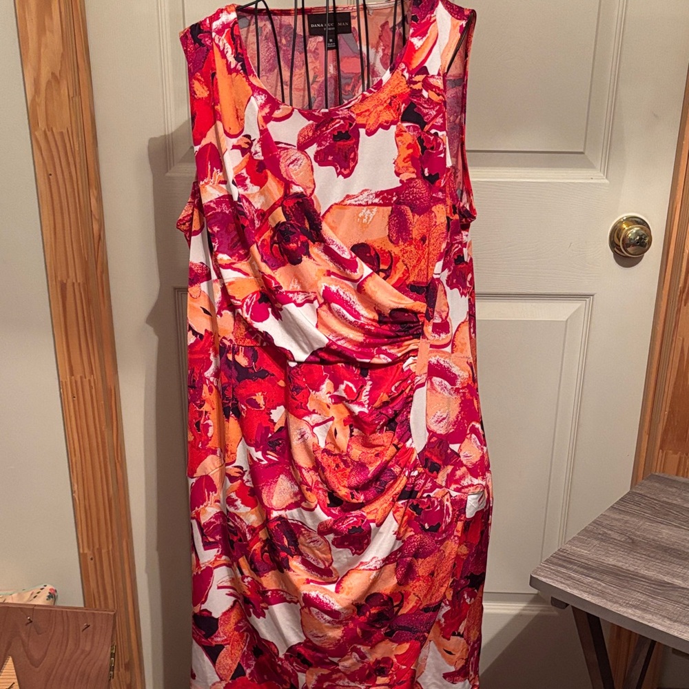 Dana Buchman Asymmetrical Dress in Red and Pink
